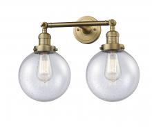 Innovations Lighting 208-BB-G204-8-LED - Beacon - 2 Light - 19 inch - Brushed Brass - Adjustable Bath Vanity Light