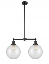 Innovations Lighting 209-BK-G202-10 - Beacon - 2 Light - 25 inch - Matte Black - Stem Hung - Adjustable Island Light