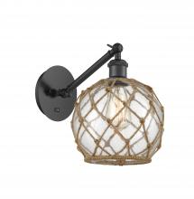 Innovations Lighting 317-1W-BK-G122-8RB - Farmhouse Rope - 1 Light - 8 inch - Matte Black - Adjustable Sconce