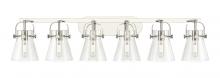 Innovations Lighting 423-6W-PN-G411-6CL - Pilaster II Cone - 6 Light - 46 inch - Polished Nickel - Bath Vanity Light