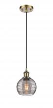 Innovations Lighting 516-1P-AB-G1213-6SM - Athens Deco Swirl - 1 Light - 6 inch - Antique Brass - Cord hung - Mini Pendant