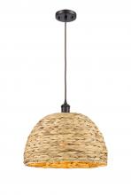 Innovations Lighting 516-1P-OB-RBD-16-NAT - Woven Rattan - 1 Light - 16 inch - Oil Rubbed Bronze - Mini Pendant