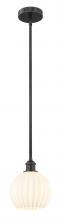 Innovations Lighting 616-1S-BK-G1217-8WV - White Venetian - 1 Light - 8 inch - Matte Black - Stem Hung - Mini Pendant