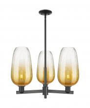 Innovations Lighting 716-3CR-BK-G484-7AM - Brookhaven Flute - 3 Light - 18 inch - Matte Black - Flush Mount