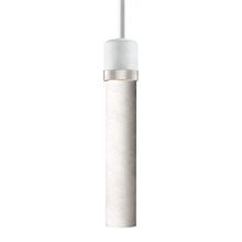 ZEEV Lighting P11706-E26-MW-K-PN-G9 - Zigrina 12" Alabaster E26 Pendant in White with Knurled Ring in Nickel