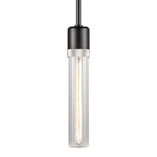 ZEEV Lighting P11708-E26-SBB-K-PN-G3 - 3" E26 Cylindrical Pendant Light, 12" Fluted Glass and Satin Brushed Black with Nickel Finis