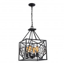 ZEEV Lighting P30074-4-RI - Plexus Iron Cage Pendant in Rustic Iron